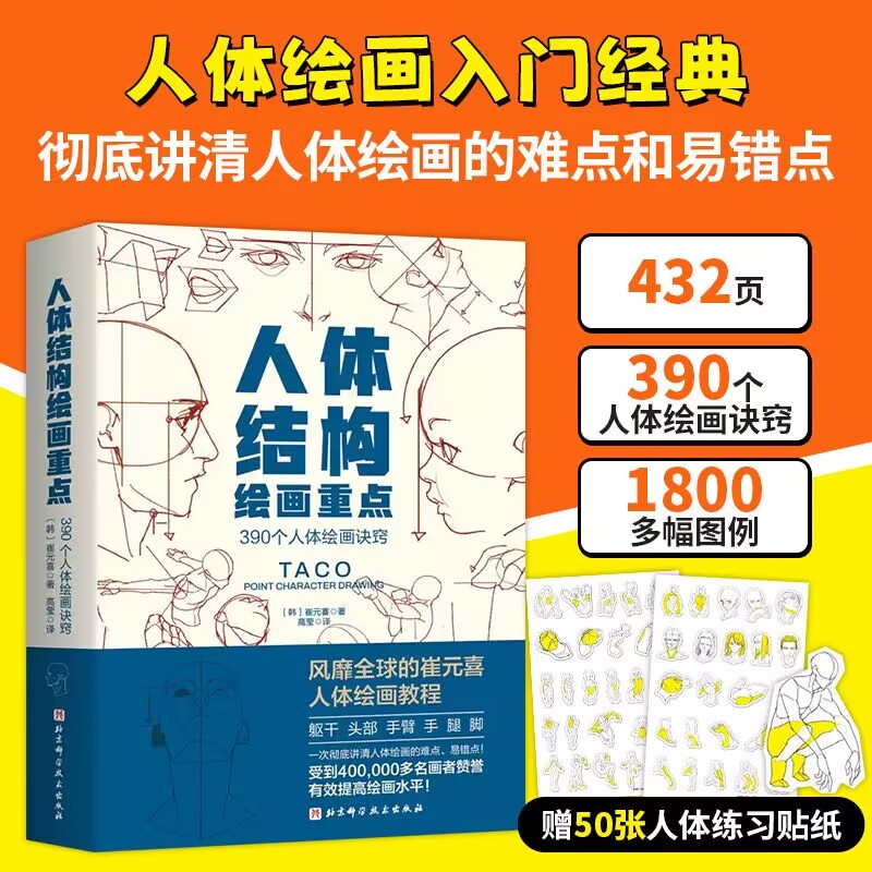 正版包邮 人体结构绘画重点 人体结构 人体绘画 崔元喜 TACO人体 解剖 人体结构绘画教程 绘画技巧 绘画教程 艺用动态解剖