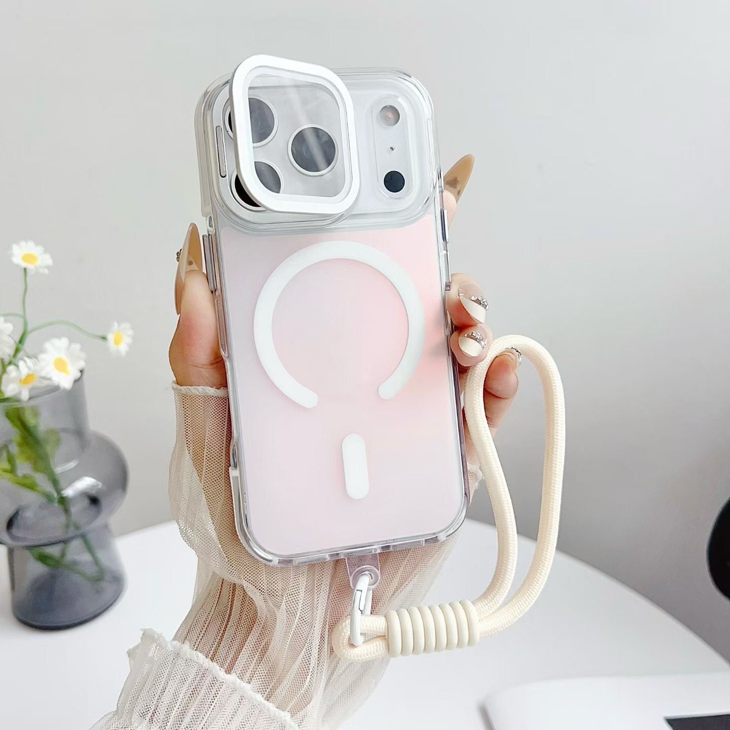 可翻盖镜头膜手机壳适用于苹果手机壳iPhone17air镜头支架带镜片保护15pro透明14pro磁吸防摔防滑16pro max