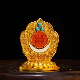吉祥安巴根特铜鎏金底座铜像藏式摆件佛龛铜像底座家用供奉