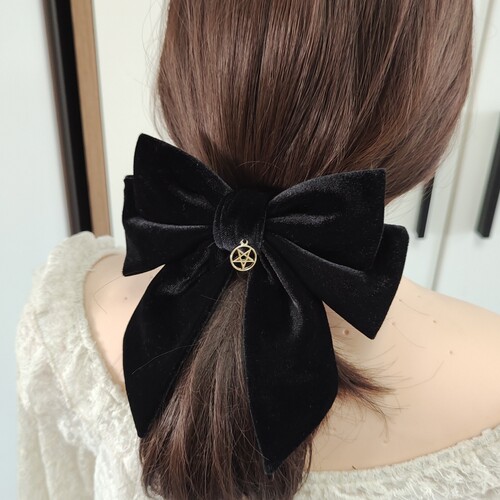 轻心马尾夹丝绒布料原创缝制