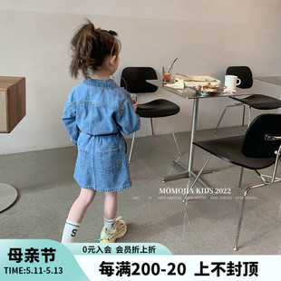 沫沫家定制童装 裙子潮 女童洋气连衣裙儿童牛仔裙宝宝秋装 2023新款