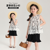 夏装 儿童度假风纯棉娃娃衫 女童无袖 新款 上衣2026夏季 布丁哈鲁童装