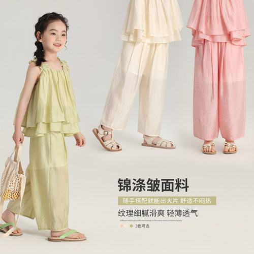 夏季新款儿童九分梭织休闲裤