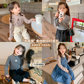 布丁哈鲁童装 儿童条纹宝宝打底衫 女童上衣2026春秋季 新款