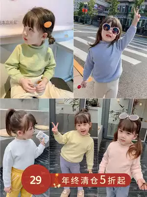 Girl autumn winter clothing 2020 new Korean version of foreign school baby half high collar girl knitted base shirt children's sweater