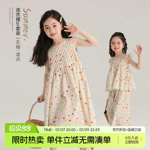 夏季新款儿童休闲波点连衣裙