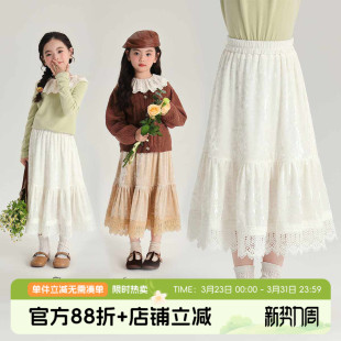 新款 女童裙子2026秋季 儿童休闲百搭花边半身裙 秋装 布丁哈鲁童装