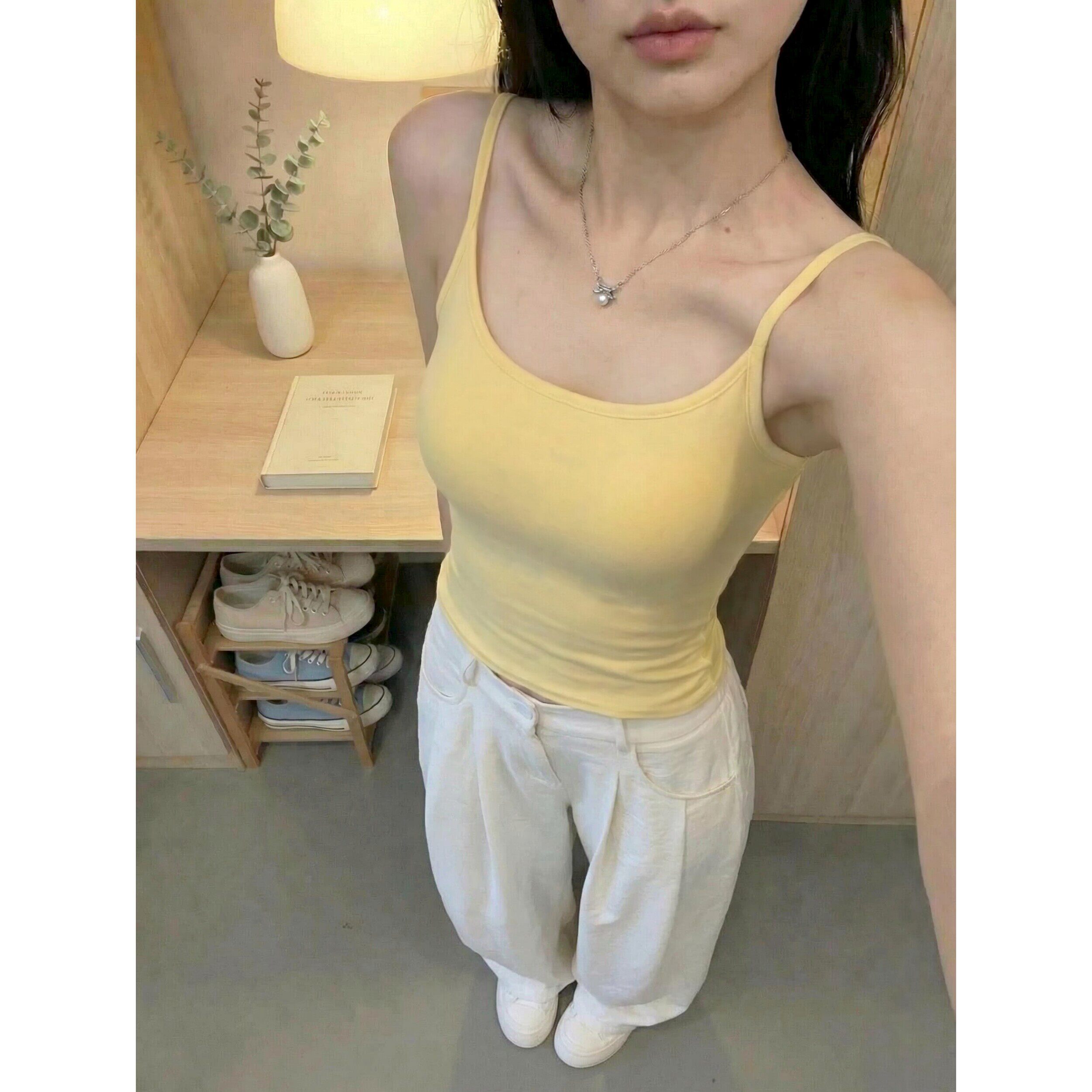 甜辣bm腮红粉吊带美背女夏季外穿打底上衣春秋冬自带胸垫内搭背心
