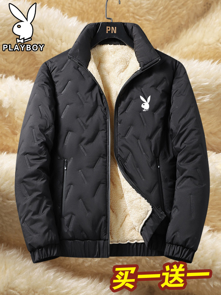 플레이 보이 남성용 다운 코튼 자켓 가을 겨울 따뜻한 짧은 코튼 자켓 플러스 벨벳 남성용 캐주얼 자켓