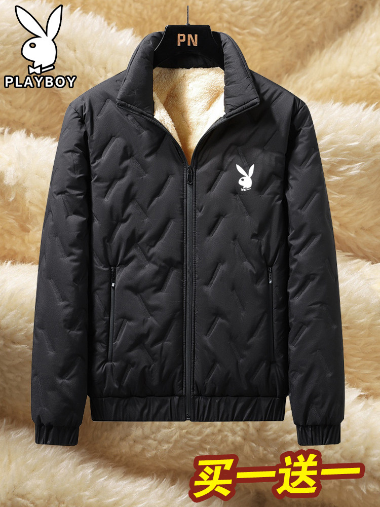 플레이 보이 남성용 다운 코튼 자켓 가을 겨울 따뜻한 짧은 코튼 자켓 플러스 벨벳 남성용 캐주얼 자켓