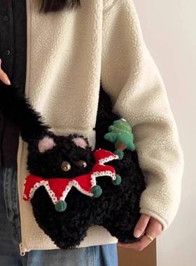 【天锚国际】圣诞礼物可爱的橙色猫毛绒斜挎包女士2026年新的超级