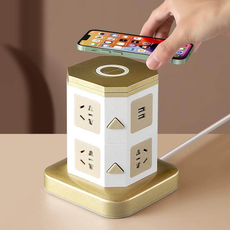 正品官方旗舰插座立式无线线充电扩展面板插排多孔排插一转多开关