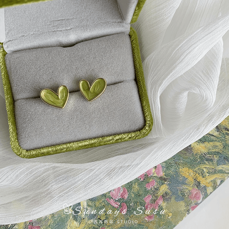 「抹茶绿」法式高级感森系超仙百搭小巧浅绿爱心耳钉蚊香盘耳夹,饰品/流行首饰/时尚饰品新,耳钉,淘宝优惠券,粉丝福利购,淘宝优惠卷