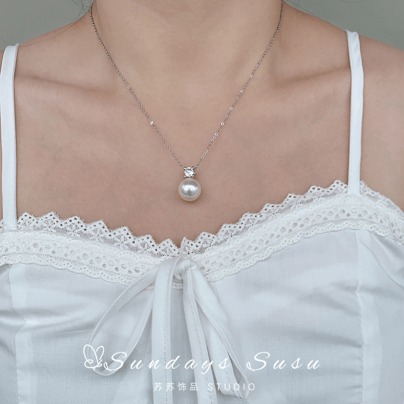 「戴安娜王妃」施华洛珍珠法式经典高级感轻奢百搭项链/锁骨链女,饰品/流行首饰/时尚饰品新,项链,淘宝优惠券,粉丝福利购,淘宝优惠卷