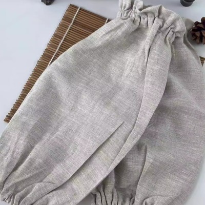 外贸单100% 纯麻袖套工作厨房防脏袖套简约时尚纯色男女同款护袖