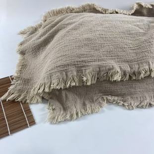 汉麻流苏休闲轻奢雨露工艺枕巾枕布一对50 全新升级新款