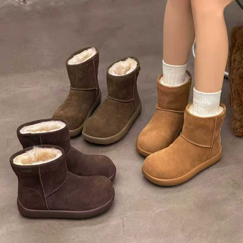 实体同款！2025新款平底雪地靴复古休闲鞋一脚蹬套筒保暖鞋冬棉鞋