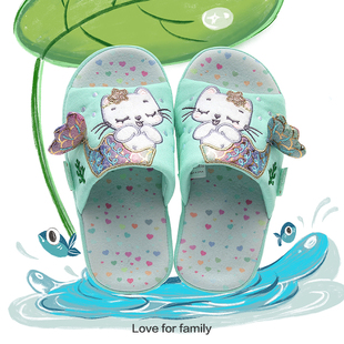 儿童拖鞋女孩四季室内家居防滑防臭夏季吸汗布艺卡通可爱亲子拖鞋