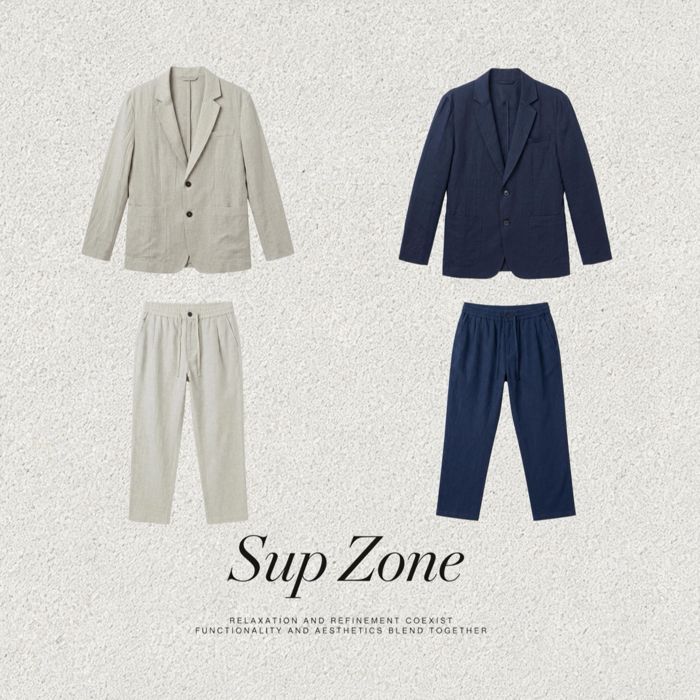 坤叔男装 Sup Zone 男士雨露亚麻休闲西服套装