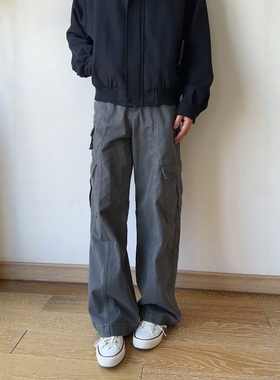 17DUP 日系复古水洗做旧vintage工装裤百搭宽松直筒阔腿休闲裤男