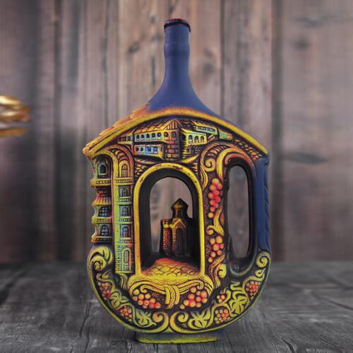 （格鲁吉亚原瓶进口）彩陶12度红葡萄酒半甜2升艺术酒瓶摆件送礼