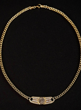 精品古币项链超级稀少古希腊雅典娜小银币项链18k金钻石项链