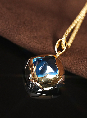 【已出欣赏】超级精美治愈系瑞士蓝托帕吊坠18k厚金复古又时髦