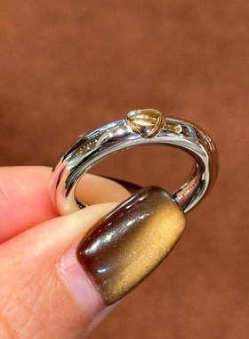 有生珠宝超精美爱心素金戒指18k白k黄设计日常百搭爱心戒指