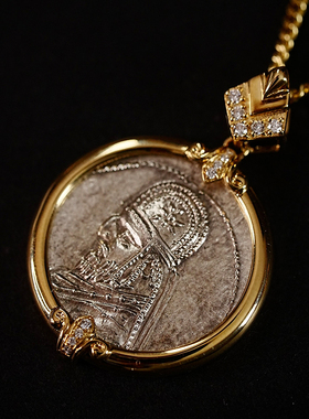 已出欣赏超级精美帕提亚小国王吊坠18k厚金钻石设计日常搭配绝美