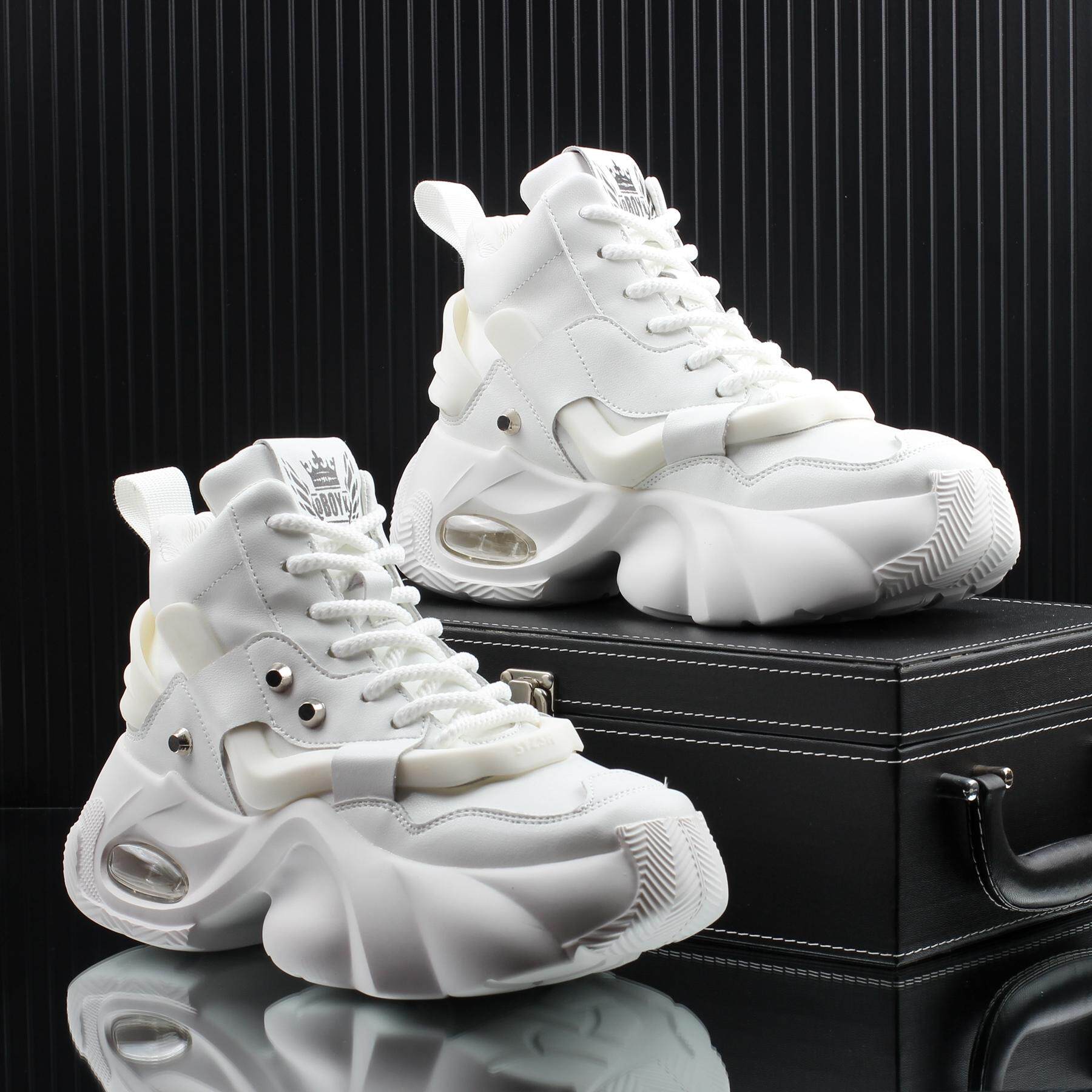 欧洲站白色高帮鞋2024新款老爹鞋