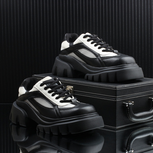 高级感潮牌轻奢休闲皮鞋男款2025秋季新款爆款时尚英伦增高男鞋子