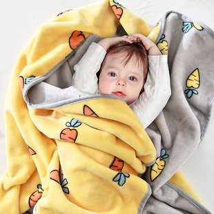 婴儿毛毯小被子加厚宝宝空调毯珊瑚绒儿童毛毯午睡盖毯幼儿园冬季