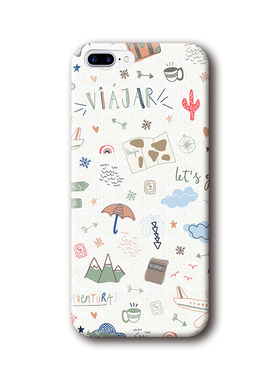 欧美插画平铺物体可爱适用苹果7p三星s7oppo r11 荣60p10手机壳包邮