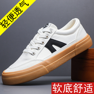 帆布鞋男款2026新款男鞋春季透气休闲鞋潮流小白鞋男士老北京布鞋