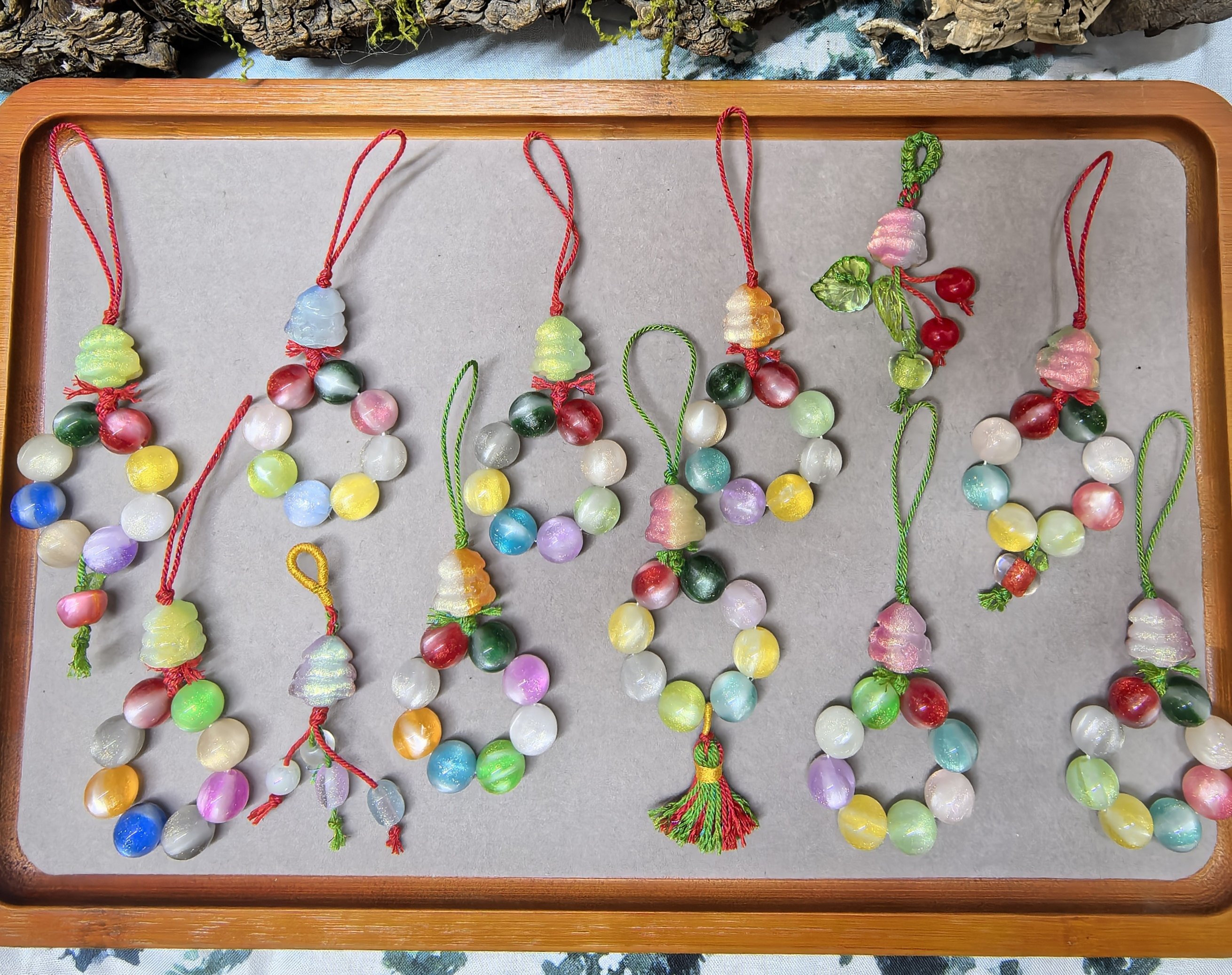 炫彩珠珠圣诞树手搓棉线挂饰挂件