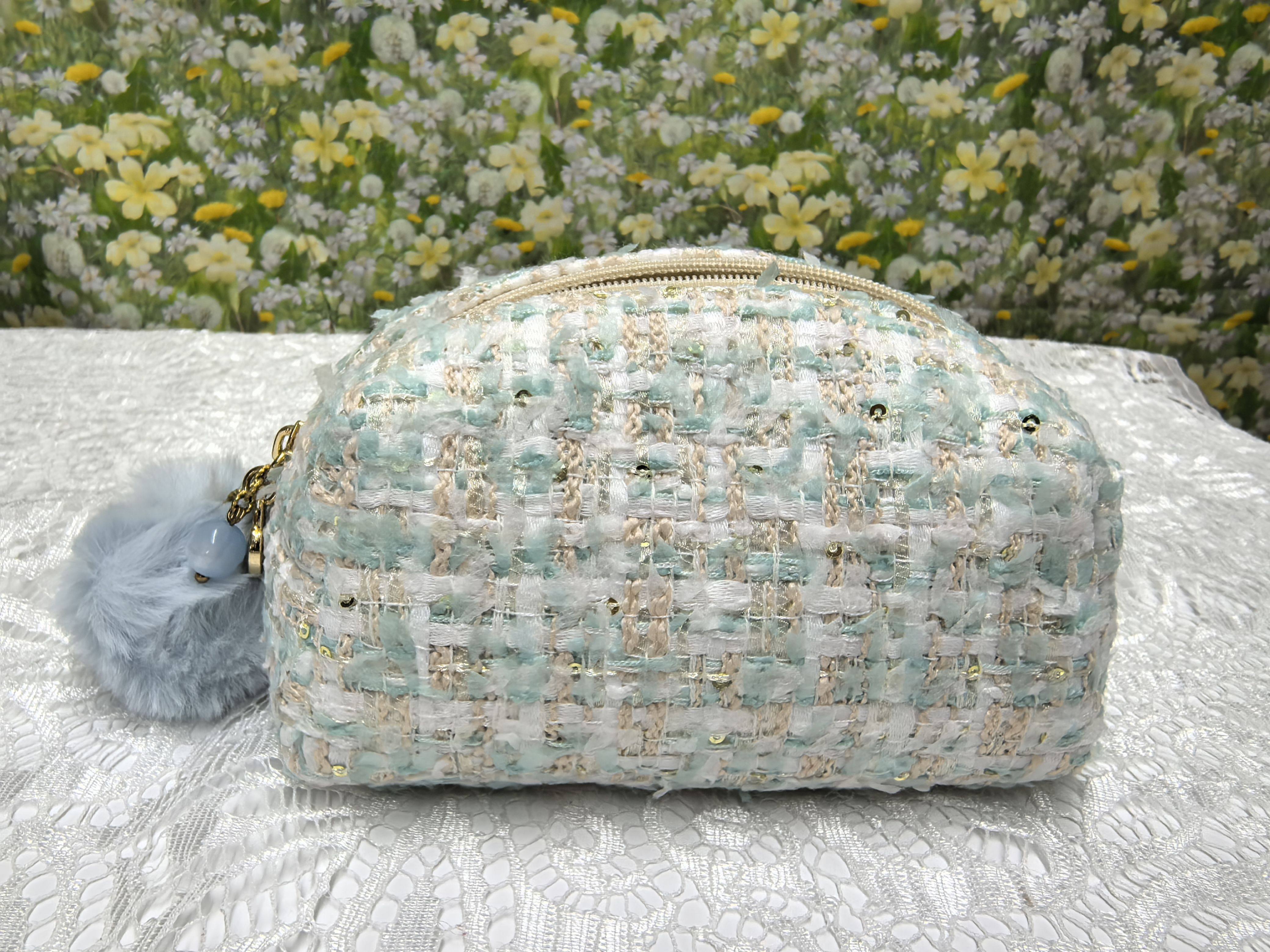 日本手作合集-小香风蓝色系小号豆腐包，约23.5*6*7.5厘米，国现