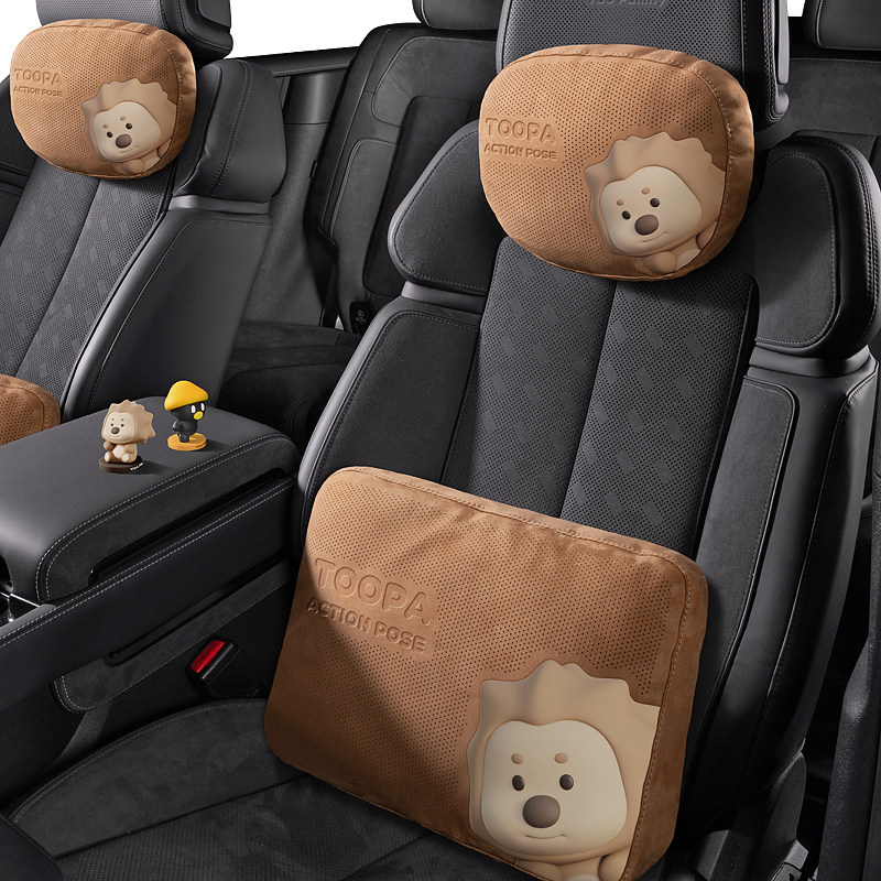 适用凯迪拉克XT4XT5XT6CT4CT5CT6卡通汽车头枕头车载护颈枕腰靠腰