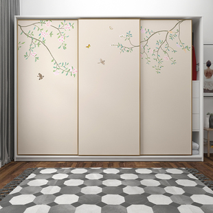 衣柜贴纸卧室推拉门移门自粘浴室玻璃门简约中式客厅屏风走廊壁画