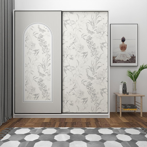 法式大衣柜门灰色贴纸推拉旧移门