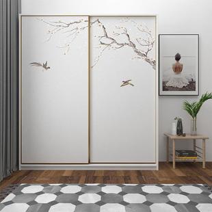 中式贴纸复古移门推拉门改造玻璃衣柜门国风贴纸柜子遮丑翻新自粘