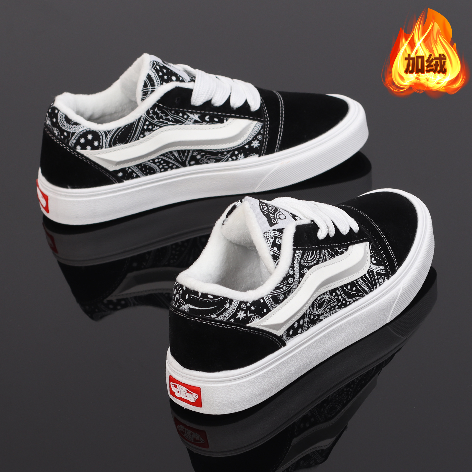 冬季加绒经典复古休闲棉鞋板鞋