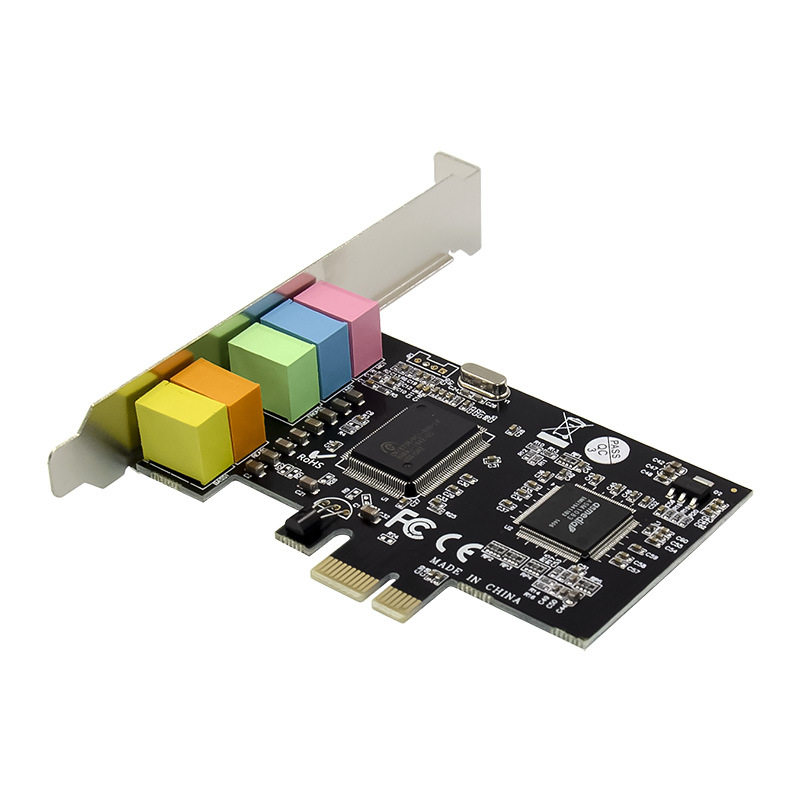PCI-E 사운드 카드 5.1CH 내장 6채널 3D 스테레오 서라운드 사운드 오디오 확장 카드[소형 베젤 포함] CMI8738