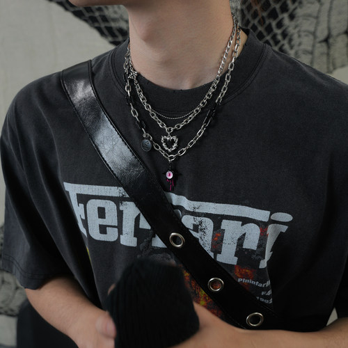 小恶魔荆棘爱心Y2K暗黑个性项链
