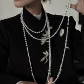 珍珠毛衣链小众高级感中式 SAZ 冷淡风叠戴利器长款 无性别男女项链