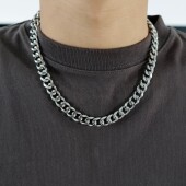 SAZ欧美钛钢古巴项链男高街嘻哈美式 说唱百搭女链子潮牌锁骨配饰