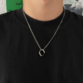 SAZ 做旧古银项链男潮小众高街复古钛钢原创设计挂饰日系简约配饰