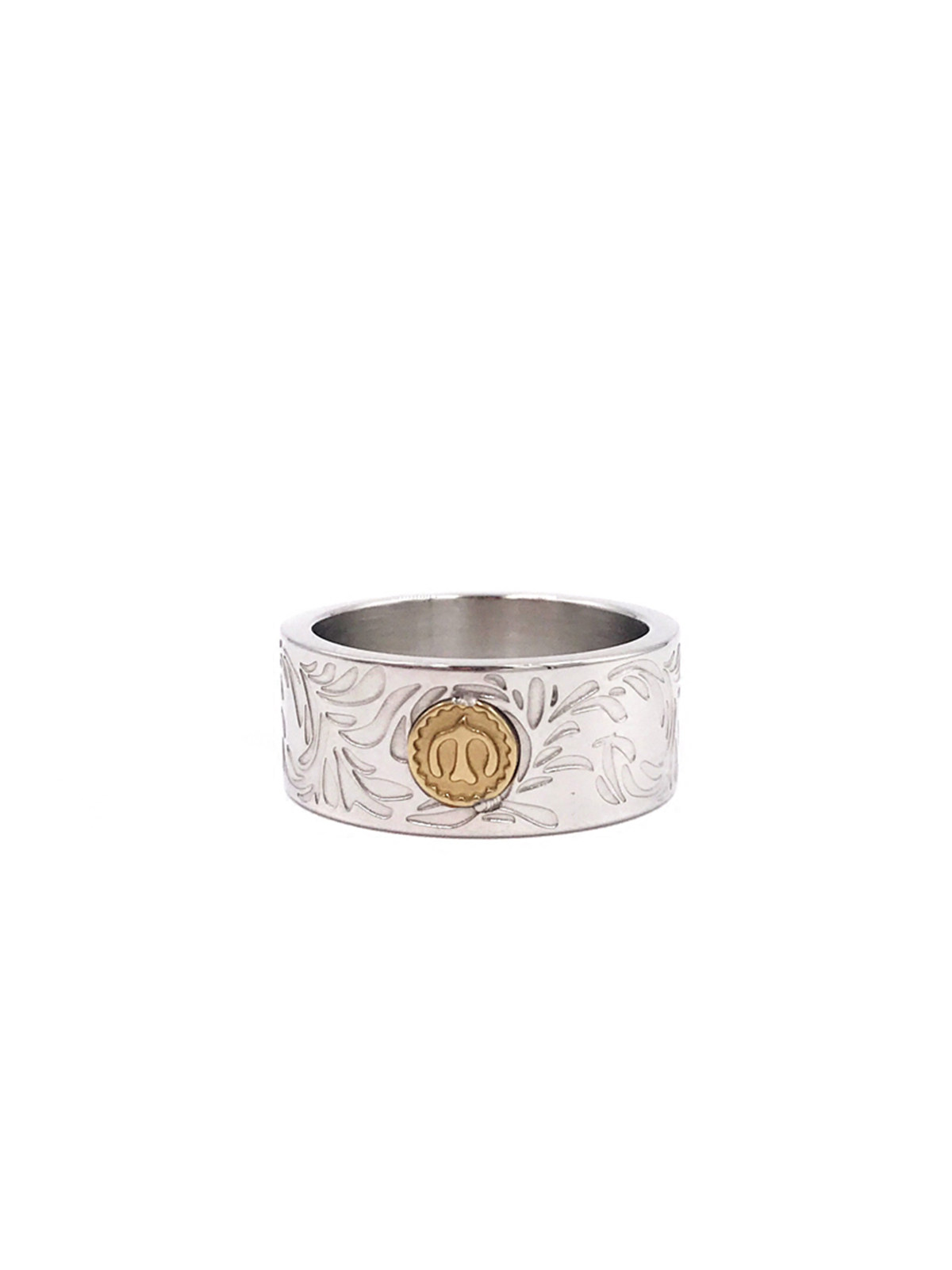 INDIAN JAPANESE STYLE RETRO STYLE TANG GRASS TOTEM SUN BIRD POINT GOLD TITANIUM STEEL MEN AND WOMEN WIDE RING RING