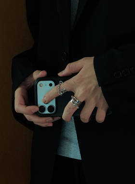 银色链条别针戒指小众开口指环