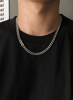 SAZ 不掉色原创嘻哈港风古巴项链男链子简约钛钢百搭小众锁骨链潮