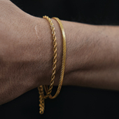 SAZ细款 18K电镀金色蛇骨手链男通勤简约百搭流行钛钢极细金手链女